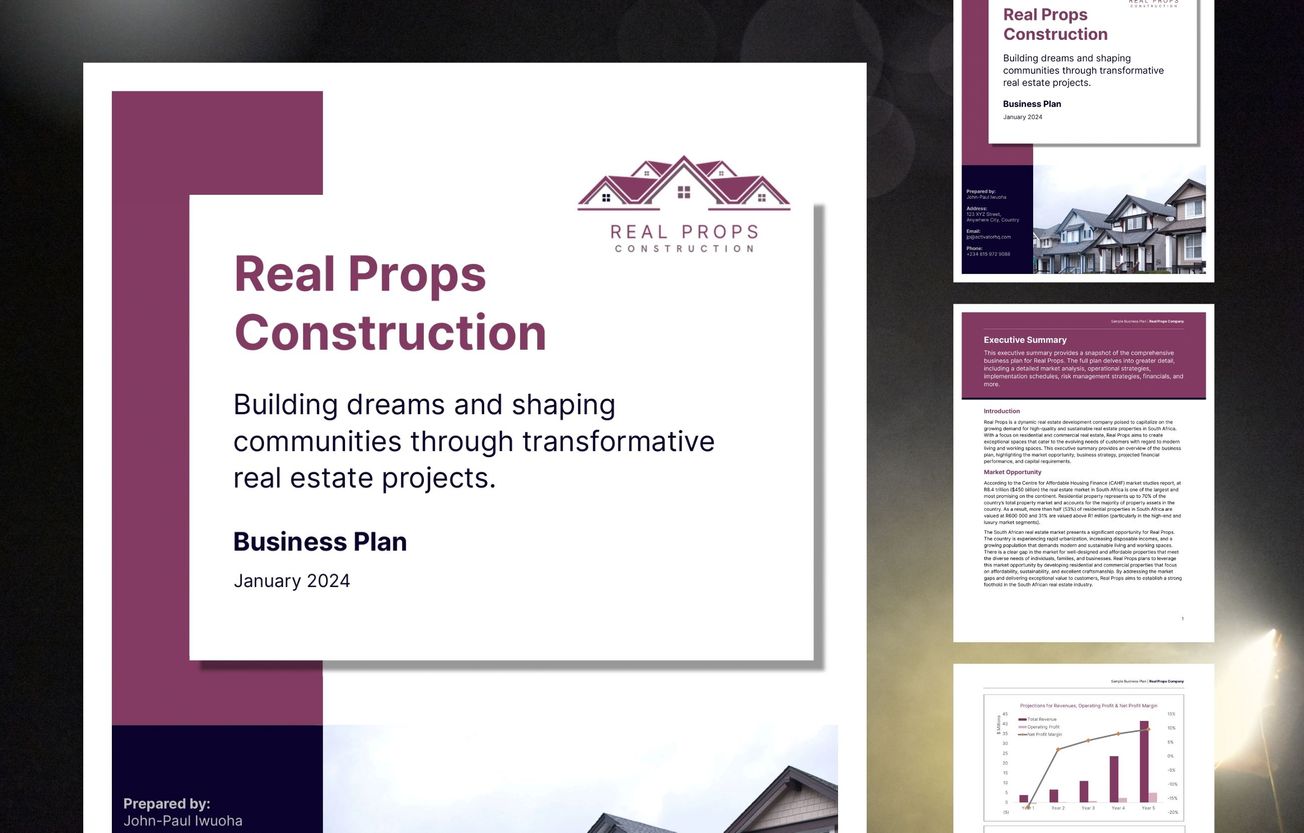 real estate developer business plan